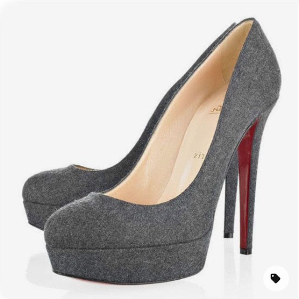 Christian Louboutin Bianca 140 Wool Gray Pumps 39